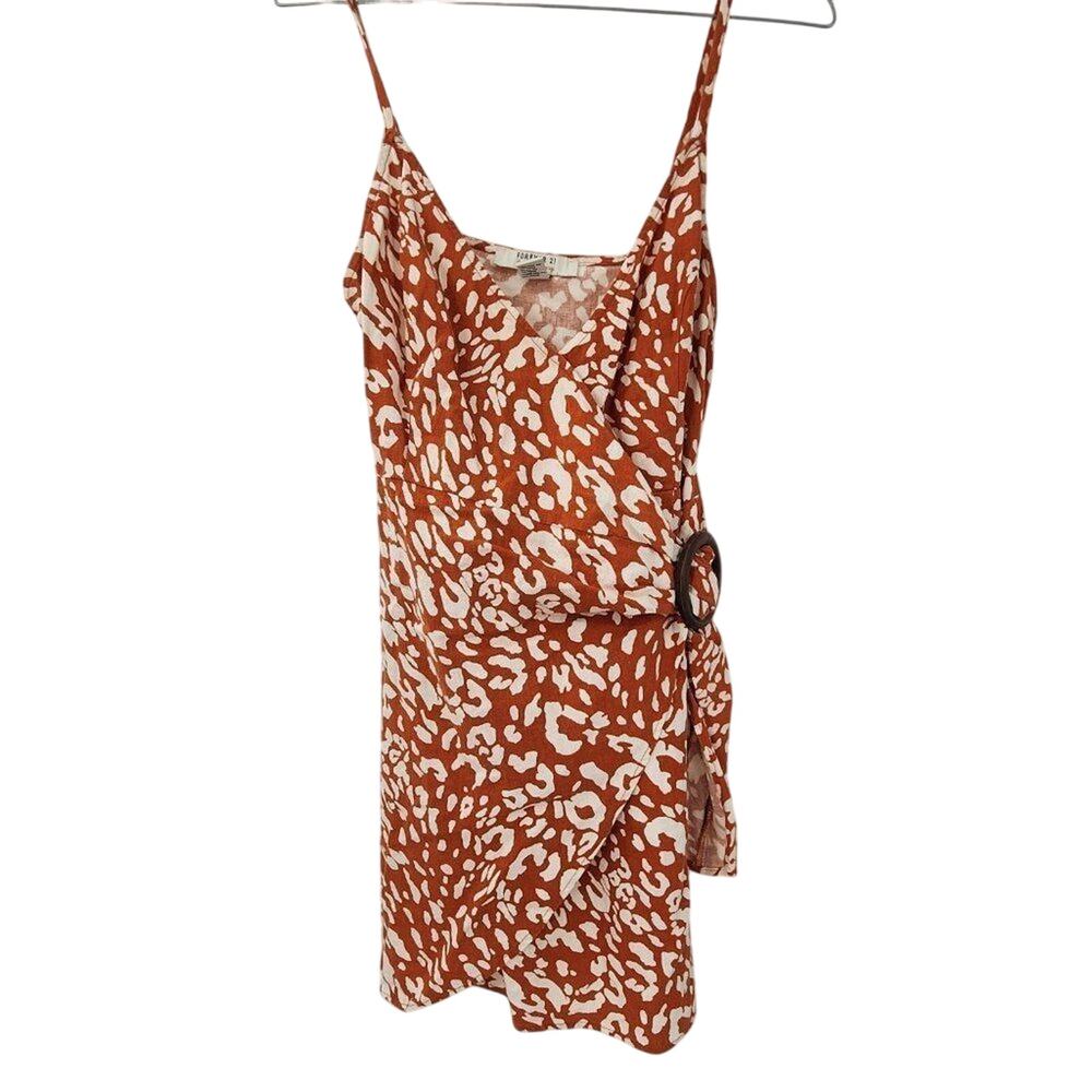 FOREVER 21 Orange Side Tie Mini Dress Womens Size XS Extra Small